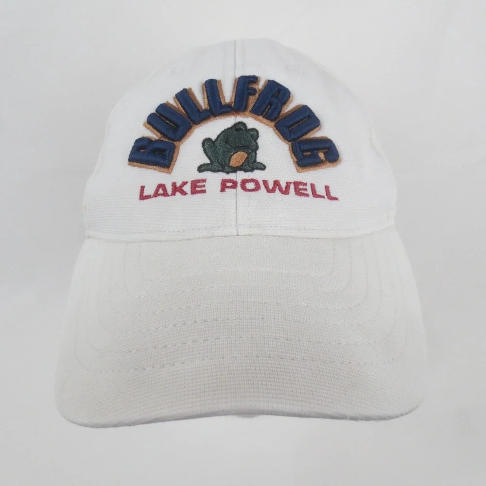 Bullfrog Lake Powell 4Head‎ Strap Back Hat Cap White Embroidered Boat Fish Camp